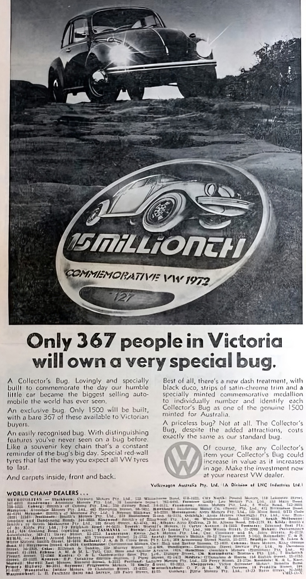 15 millionth commemorative VW 1972