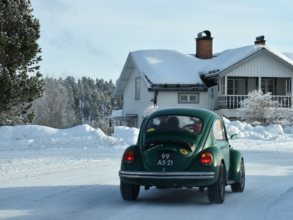 1972 Super Beetle in the snow