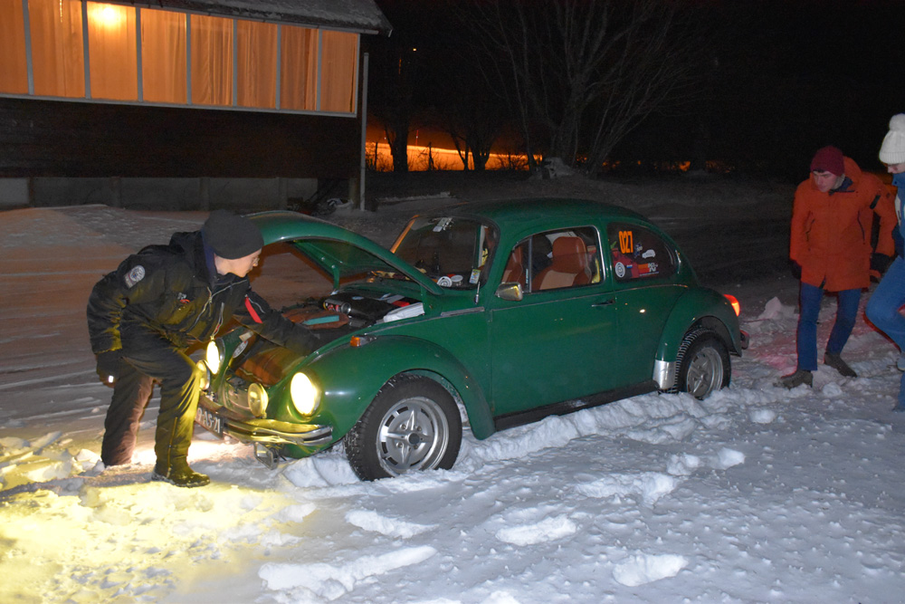 VW Beetle stuck in the snow