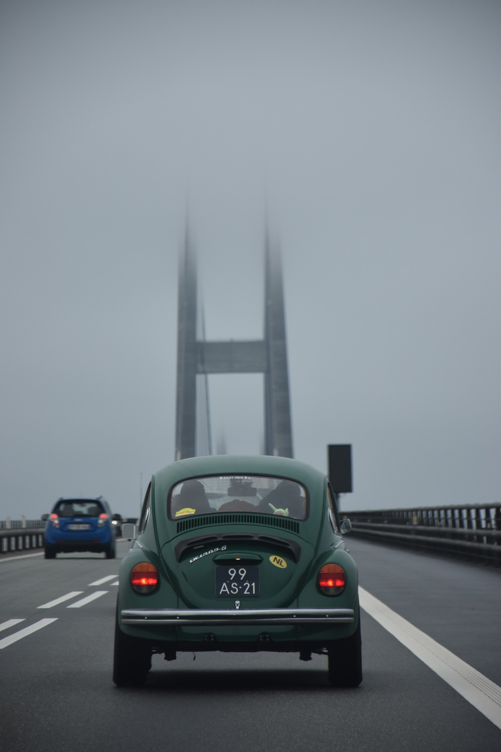 Super Beetle going over a bridge in NL