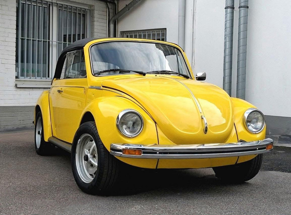 A beautiful yellow 1303 Super Beetle convertible