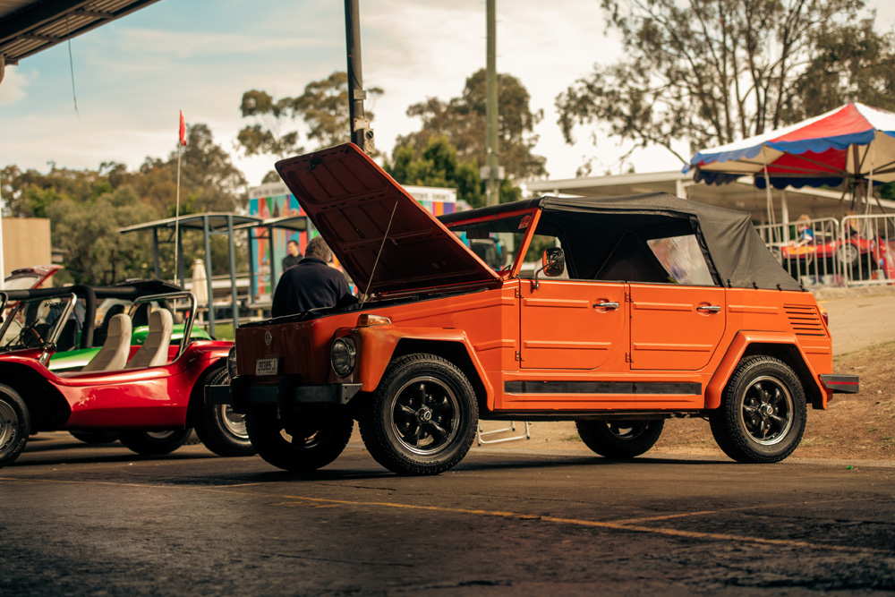 Volkswagen Thing with the front hood open